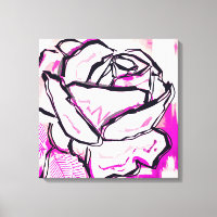 Pink Rose Waterverf Abstracte kleurrijke kunst voo