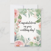 Pink Rose Waterverf bruiloft gefeliciteerd Kaart (Voorkant)