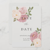 Pink Rose Wedding Save The Date (Devant / Derrière)