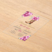 Pink rose with boot Quinceañera Invitation (Poser)