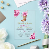 Pink rose with boot Quinceañera Invitation (Insitu (Mariage))