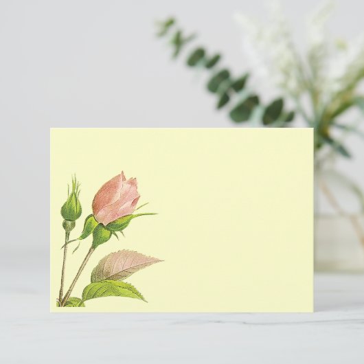 Pink Rosebud Invitation Réponse Modèle (Debout devant)