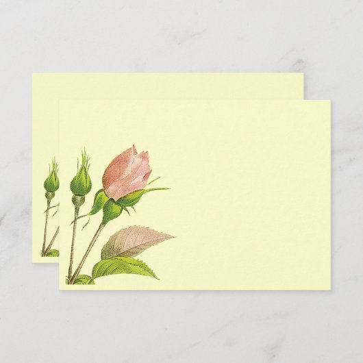 Pink Rosebud Invitation Réponse Modèle (Devant / Derrière)