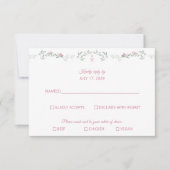 Pink Rosebuds Greenery Monogram RSVP Response Card (Devant)