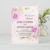 Pink roses arrangement Wedding Invitation (Debout devant)