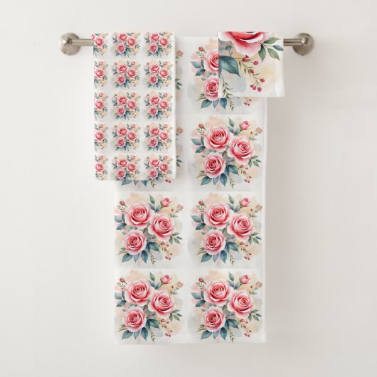 Pink Roses Beautiful Luxury Modern Collection Bad Handdoek (Insitu)