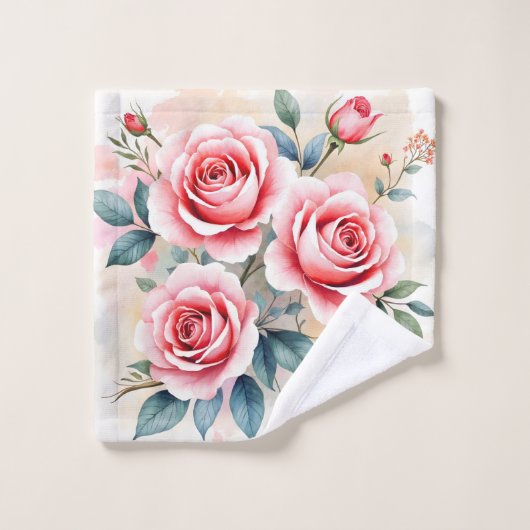 Pink Roses Beautiful Luxury Modern Collection Bad Handdoek (Wasdoekje)