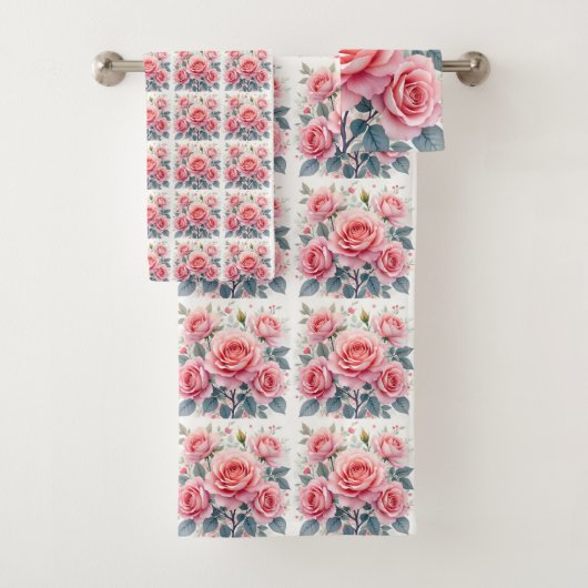 Pink Roses Beautiful Luxury Trendy Collection Bad Handdoek (Insitu)