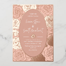 Pink Roses bruiloft Folie uitnodiging
