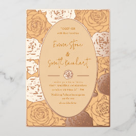 Pink Roses bruiloft Folie uitnodiging