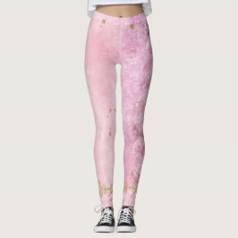 Pink Roses Damask Grunge - Leggings