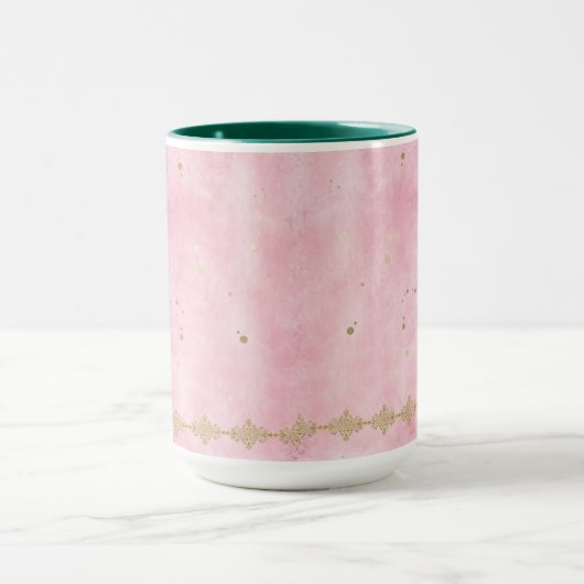 Pink Roses Damask Grunge - Mok, Beker Mok (Midden)