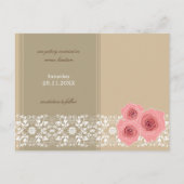 Pink Roses Damask Lace Save the Date Briefkaart (Achterkant)