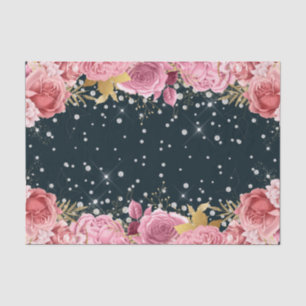 Pink Roses diamanten verfijnde schittering Tissuepapier