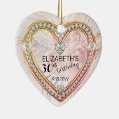 Pink Roses Diamonds 30th Birthday Keepsake Keramisch Ornament (Rechts)