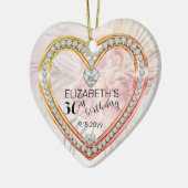 Pink Roses Diamonds 30th Birthday Keepsake Keramisch Ornament (Links)