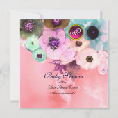 PINK ROSES EN BOW BABY SHOWER FOTO TEMPLATE KAART (Achterkant)