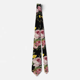 PINK ROSES EN GEEL BUTTERFLIES STROPDAS