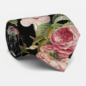 PINK ROSES EN GEEL BUTTERFLIES STROPDAS (Opgerold)