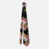 PINK ROSES EN GEEL BUTTERFLIES STROPDAS (Achterkant)