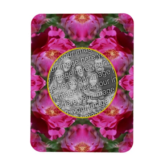 Pink Roses Floral Abstract Lijst Uw foto toevoegen Magneet (Verticaal)
