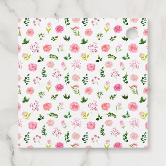 Pink Roses Floral Baby shower Dank u Bedankjes Labels (Achterkant)