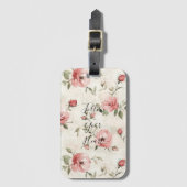 Pink Roses Floral Bagagelabel (Voorkant (verticaal))