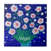 Pink Roses Floral Customized Ceramic Tile Tegeltje (Voorkant)