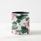 Pink Roses Floral Pattern Coffee Mug (Centre)