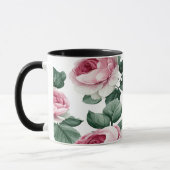 Pink Roses Floral Pattern Coffee Mug (Gauche)