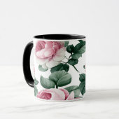 Pink Roses Floral Pattern Coffee Mug (Devant gauche)