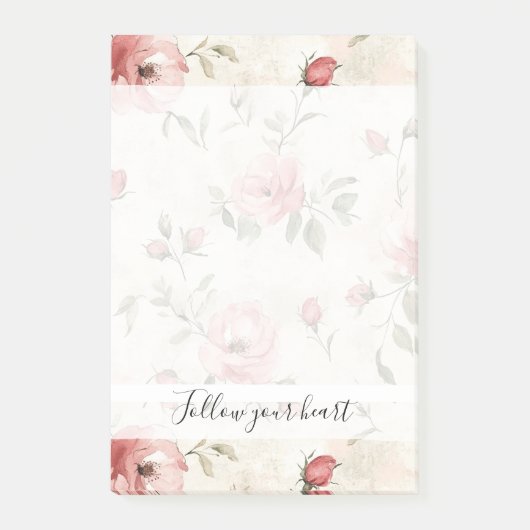 Pink Roses Floral  Post-it® Notes (Voorkant)