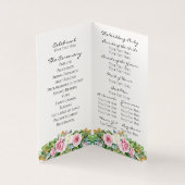 Pink Roses Folded Wedding Program Kaart (Binnen)