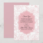 Pink Roses Funeral Memorial Merci Cartes (Devant / Derrière)