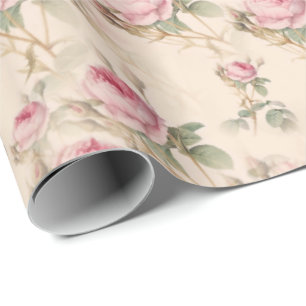 Pink Roses Gift Wrapping Paper Floral Cadeaupapier