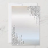 Pink Roses Glitter Drips Silver 80th Birthday   Kaart (Achterkant)