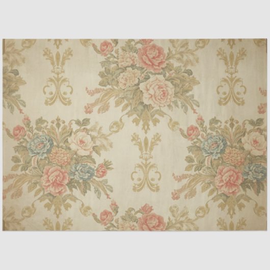 Pink Roses & Gold Floral Decoupage  Tissuepapier (Voorkant)