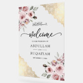 Pink Roses Gold Lace Muslim Wedding Welcome (Angle)