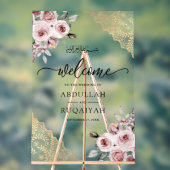 Pink Roses Gold Lace Muslim Wedding Welcome (Neutre)
