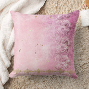 Pink Roses Grunge Damask - Kussen