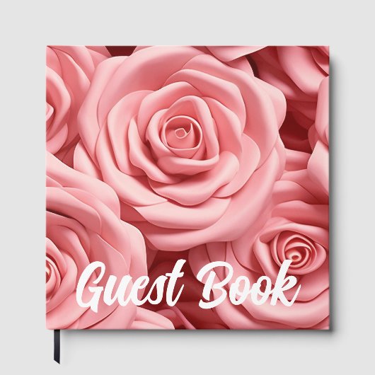 Pink Roses Guest Book Gastenboek (Voorkant)