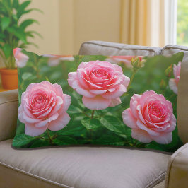 Pink Roses Lumbar Pillow Kussen