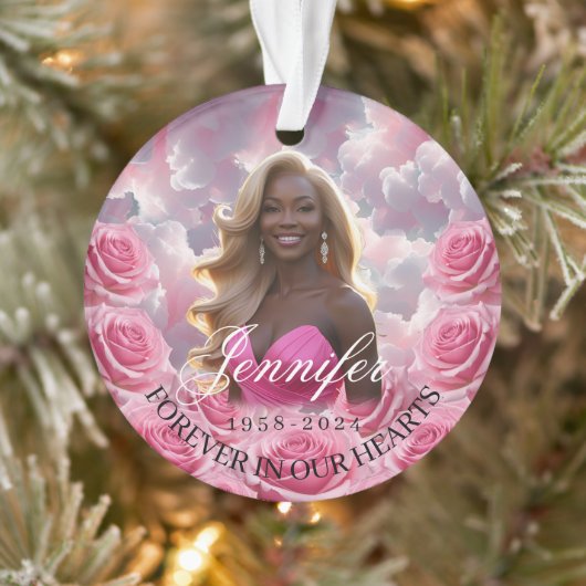 Pink Roses Memorial Christmas Tree Ornament (Arbre)