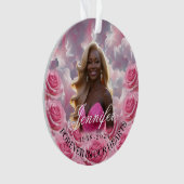 Pink Roses Memorial Christmas Tree Ornament (devant)