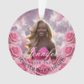 Pink Roses Memorial Christmas Tree Ornament (devant)