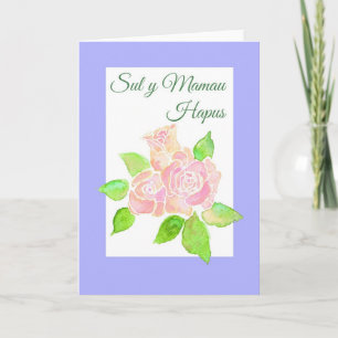 Pink Roses Moederdag Kaart: Welsh Groet Kaart