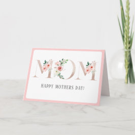 Pink Roses 'MOM' Mother's Day Greeting Card Kaart