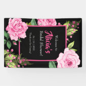 Pink Roses on Black Bridal Shower Vertical Spandoek (Horizontaal)