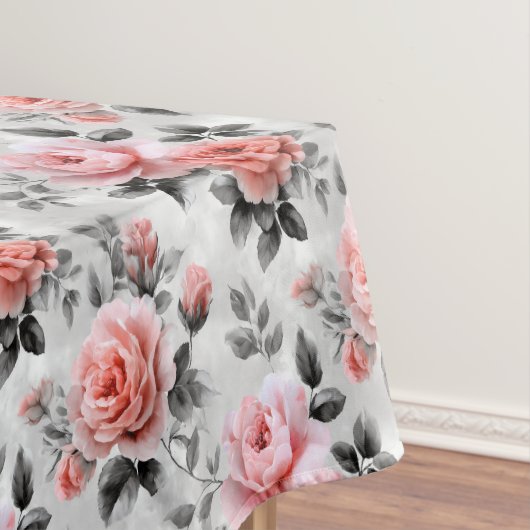 Pink Roses On Gray  Tafelkleed (Voorbeeld)