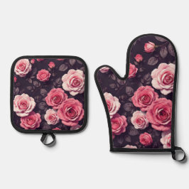 Pink Roses Ovenwant & Pannenlap Set